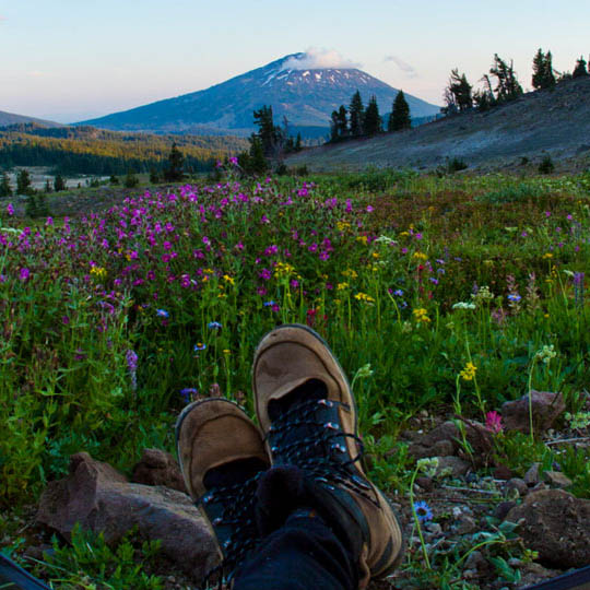 laying in mountains